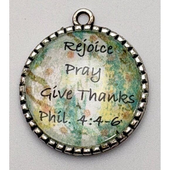 Christian Pendant Charm Rejoice Pray Give Thanks Phil. 4:4-6 Tree of Life - Picture 4 of 6